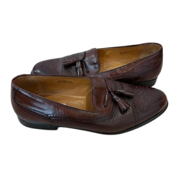 Mezlan Havana Brown Vero Cuoio Leather Tassel Brogue Loafer US Size 9M - Picture 1 of 7